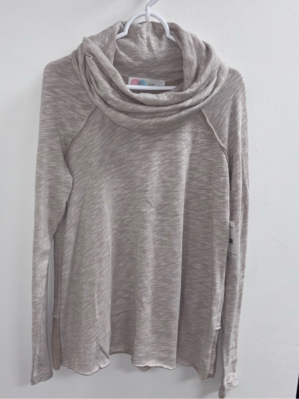 NWT FP Beach by Free People Blush Beige Space Dye Cowl Neck Tunic Top Xs/s